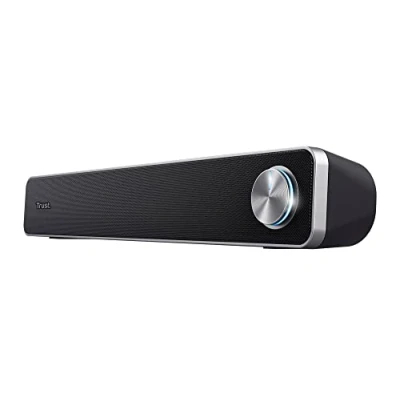 Obrázek Trust Arys soundbar, PC reproduktor, USB provoz, špičkový výkon 12 W, 3,5 mm AUX přípojka, počítačové boxy pro PC, monitor, laptop, TV, hudbu černý