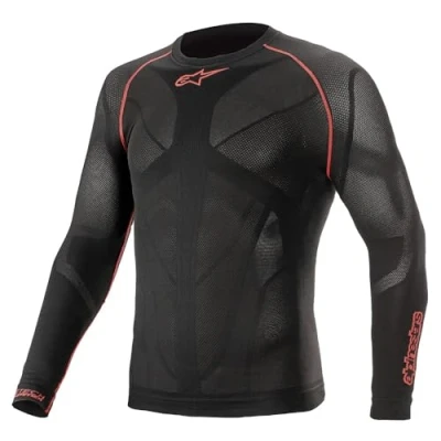 Obrázek Alpinestars Ride Tech V2 Top Long Sleeve Summer, pánské funkční tričko s dlouhým rukávem, sportovní prodyšné, černá/červená, M L