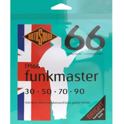 Obrázek Rotosound Struny z ušlechtilé oceli Funkmaster pro elektrobasy, kulatý drát, tloušťka 30 50 70 90