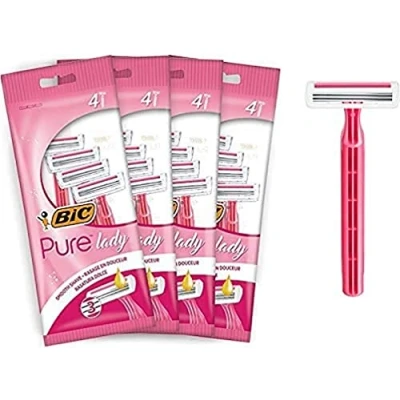 Obrázek BIC Pure Lady Rasierer Damen, 16 Einwegrasierer mit je 3 Klingen, Vitamin E &amp; Shea Butter für eine sanfte Rasur