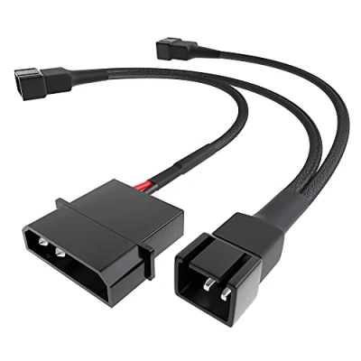 Obrázek KabelDirekt vysoce flexibilní Molex ventilátor rozdělovací kabel, 4 Pin 5 V (2pólový) na 3x 3pólový konektor (2pólový), 20/20/20 cm s robustním nylonovým opláštěním