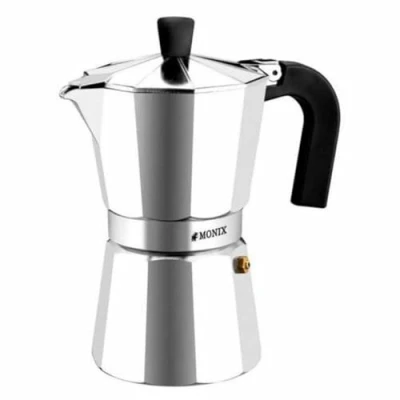 Obrázek Monix M620009 Vitro Express Italská hliníková kávová konvice s nepřilnavým povrchem, 9 šálků, stříbrná, tazas, 6
