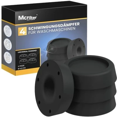 Obrázek McFilter 4 tlumiče vibrací pro pračky a sušičky Univerzální kompatibilní s Bosch, Siemens, AEG Protiskluzové gumové podložky, nohy, podložka pod pračku černá