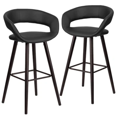 Obrázek Flash Furniture Brynn Series Barhocker aus Vinyl mit Cappuccino Holzrahmen, 73,3 cm, 2 Stück, Stück
