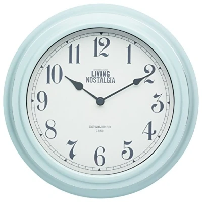 Obrázek KitchenCraft Analogové nástěnné hodiny, kuchyňské kulaté hodiny do interiéru, Living Nostalgia Design Collection, modré, 25,5 cm, 1