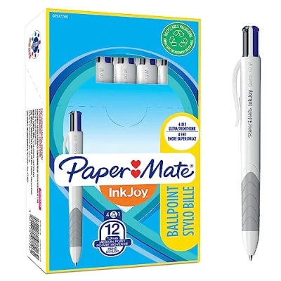 Obrázek Paper Mate InkJoy Quatro Retractable kuličkové pero střední špička (1,0 mm) tříděné standardní barvy (4 Colour) 12dílná krabička
