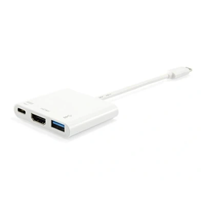 Obrázek Equip USB C St &gt; HDMI /USB A BU PD adaptér 0,15 cm bílý