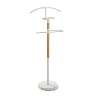 Obrázek Versa Holstebro Moderní a multifunkční pánský sluha se 2 háčky nebo pro pánské dámské oblečení, rozměry (v x d š) 112 28,8 46,5 cm, kov dřevo, barva: bílá