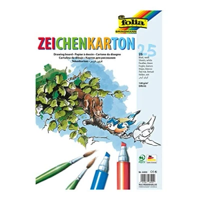 Obrázek folia 8400 karton na kreslení, 120 g/m², DIN A3, 25 listů, bílý kreslicí papír pro rozmanité kreativní nápady