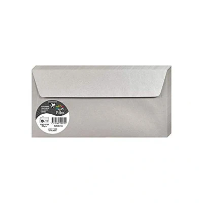 Obrázek Clairefontaine 50075C balení s 20 obálkami pyl, samolepicí, formát DL 11 x 22 cm, 120 g, ideální pro vaše pozvánky a korespondenci, stříbrná, 1