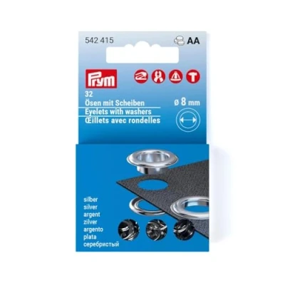Obrázek Prym 542415 očka s kotouči sada doplňování, 8 mm, stříbrná barva