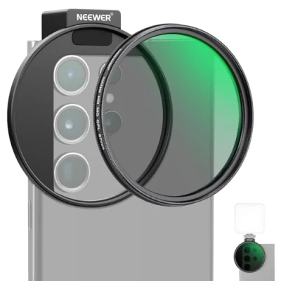 Obrázek NEEWER CPL filtr Pro telefon, 67mm fotoaparát objektiv, polarizační s kovovou Cold Shoe držák na mobil kompatibilní iPhone 16 15 Max Plus 14 13 Mini 12 11 X XS Samsung Galaxy,