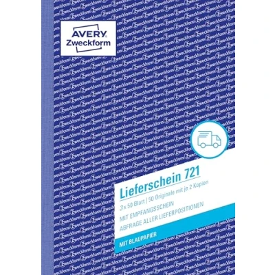 Obrázek AVERY Zweckform 721 dodacích listů (DIN A5, se 2 listy modrého papíru, s potvrzením o přijetí, testováno právními experty, vhodné pro Německo a Rakousko, 3 x 50 listů) bílá, žlutá, růžová