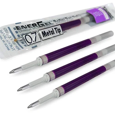 Obrázek Doplňovací náplně od Pentel, 4 kusy, pro Energel Xm, BL77/BL57/BL37, 0,7 mm, kovová náplň, fialová
