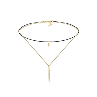 Obrázek Elli Dámský pravý šperk Řetízek Choker s přívěskem Layer trojúhelník Obdélník Geo ze sterlingového stříbra 925 pozlacený délkou 36 cm, Sterlingové stříbro