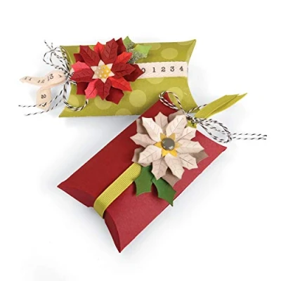 Obrázek Sizzix Box Pillow a Poinsettias od Jen Long Thinlits vysekávací sada, balení 7 ks, vícebarevná