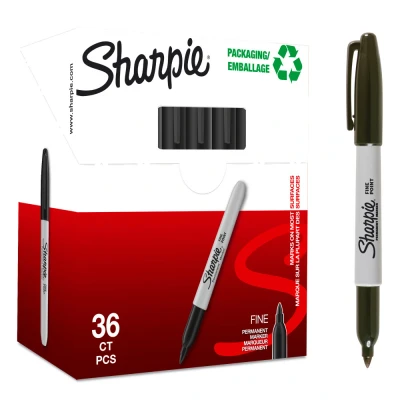 Obrázek Sharpie Permanentní popisovač popisovače s jemným hrotem černý inkoust 36 kusů tržní sada