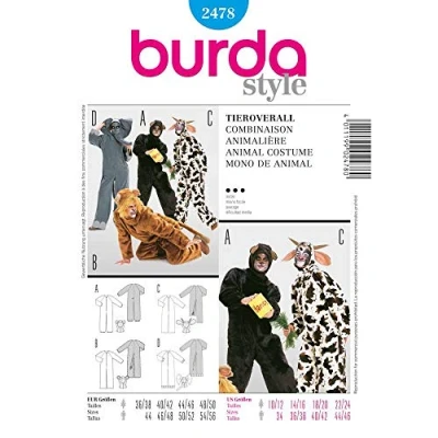 Obrázek Burda střihová předloha 2478 zvíře overal F?R Ona &amp; jí vel. D 36/38 48/50, H 44 54/56