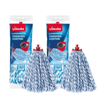 Obrázek Vileda Náhradní mop SuperMocio z mikrovlákna a bavlny, mikrovlákna, bílá, 18 x 10 37 cm
