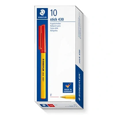 Obrázek Staedtler 430 Stick kuličkové pero F špička 0,8 mm šířka čáry 0,3 10 kusů červené