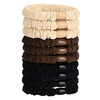 Obrázek JessLab Scrunchy gumičky do vlasů, 10 kusů hedvábných saténových gumiček vlasů s culíkem, měkké, elastické, žádné poškození, pásky elastické ozdoby pro dívky, ženy, barvy, tříděné