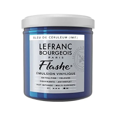 Obrázek Lefranc Bourgeois 300494 Flashe akrylová barva &amp; vinylová barva, vysoce pigmentovaná, elastická, stálá na světle, odolná proti stárnutí, matná, pro vnitřní i venkovní použití, květináč 125 ml olivově modrá