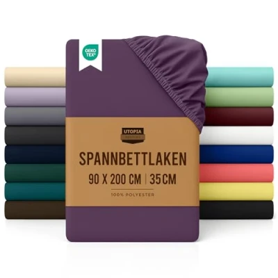 Obrázek Utopia Bedding napínací prostěradlo 90 x 200 cm fialové kartáčované polyesterové z mikrovlákna hloubka 35 taška