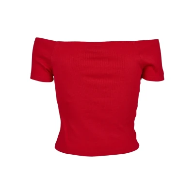 Obrázek Urban Classics OFF Shoulder Jednoduché tričko, Ženy, Velikost: Large, Fire red