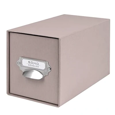 Obrázek Rössler Papier 1327452490 S.O.H. O. Skladovací CD zásuvkový box, s popisovatelným štítkem a rukojetí, šedohnědá, 1 kus