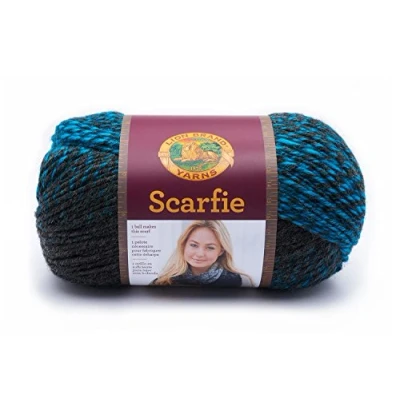 Obrázek Lion Brand Yarn Scarfie pletací příze pro šály One Size dřevěné uhlíky/Aqua