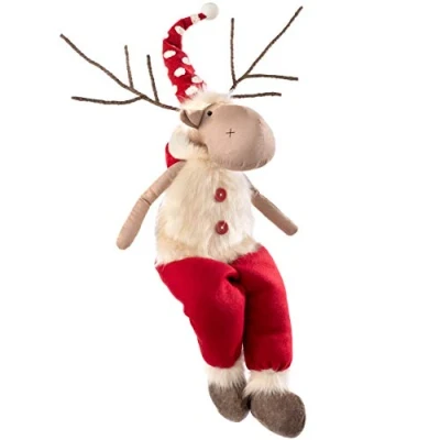Obrázek WeRChristmas Elch sitzend mit weichen Beinen, Mehrfarbig, 61 cm