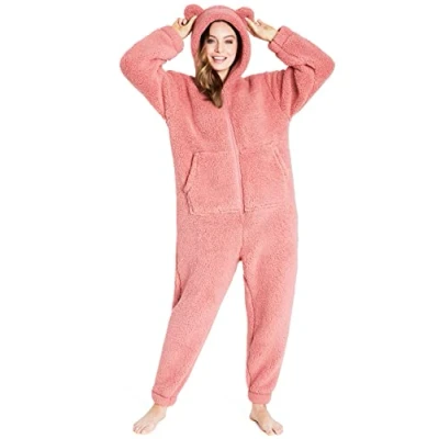 Obrázek CityComfort Jumpsuit Dámský hebký fleece Onesie Flaušový S XL, Růžová