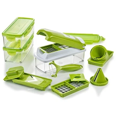 Obrázek Genius Nicer Dicer Smart Kiwi 16 dílů sekání všeho řezání julienne + spirály krouhání loupání uschování sekáček televizní novinka