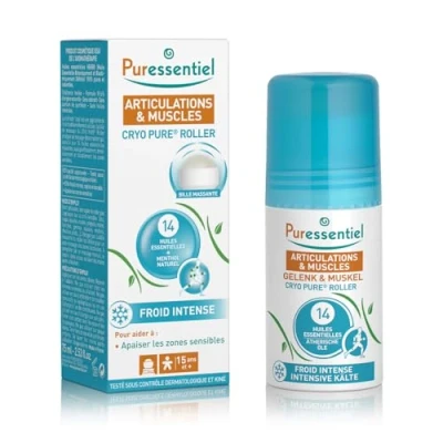 Obrázek Puressentiel Cryo Pure Roll on se 14 éterickými oleji pomáhá uvolnit a zklidňuje citlivé zóny Okamžitý chladivý efekt 75 ml