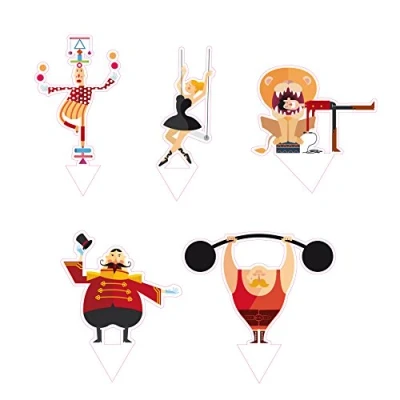 Obrázek Decora KIT Torta Circo 9260132 Set mit 5 Cake Picks Circus, laminiertes Papier