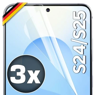 Obrázek UTECTION 3X ochranná fólie pro Samsung Galaxy S24 otisky prstů kompatibilní prémiová BEZ skla vhodná pouzdra odolná proti poškrábání na displej Ultra Clear ochrana