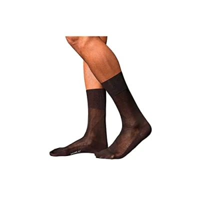 Obrázek FALKE pánské č. 9 ponožek prodyšná bavlna kvalitní hedvábný lesk elegantní zesílené ponožky plochý šev netlaková špička jemně hladké jednobarevné Business 1 pár, Hnědá (Brown 5930)