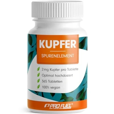 Obrázek Měděné tablety 365 x s 2 mg mědi z vysoce kvalitního měděného bisglycinátu optimálně vysoké dávky bez nežádoucích přísad laboratorně testováno certifikátem roční zásoba 100% veganské