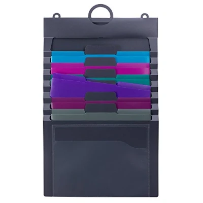Obrázek Smead Cascading Wall Organizer Gen 2, 6 abnehmbare Ordnertaschen, Briefgröße, grau mit Schmucktaschen (92063)