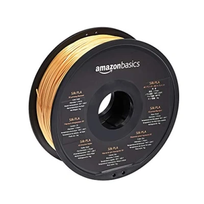 Obrázek Amazon Basics Filament pro 3D tiskárnu ze SILK PLA plastu, 1,75 mm, cívka 1 kg, zlatá barva (hedvábný efekt)