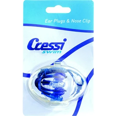 Obrázek Cressi Unisex Airlt Ear Plugs &amp; Nose Clip Sada ucpávek do nosu a špuntů uší pro plavání, modrá, jedna velikost