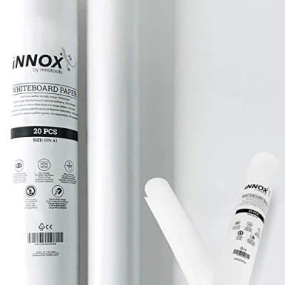 Obrázek Elektrostatická samolepicí bílá tabule fólie od INNOX® drží magneticky na všech površích ideální flipchartový papír schůzky, brainstorming a koučování bílá, 20 listů