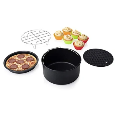 Obrázek Princess 10dílná sada příslušenství pro XL horkovzdušnou fritézu 4,5 l a 5,2 litru přihrádka na hrnec, plech pizzu, koláč, grilovací rošt, miska muffiny, 182012