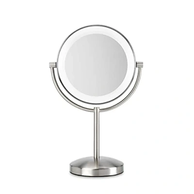Obrázek BaByliss Zrcadlo Slimline LED Mirror s 1násobným a 8násobným zvětšením, 9437E kartáčovaný chrom