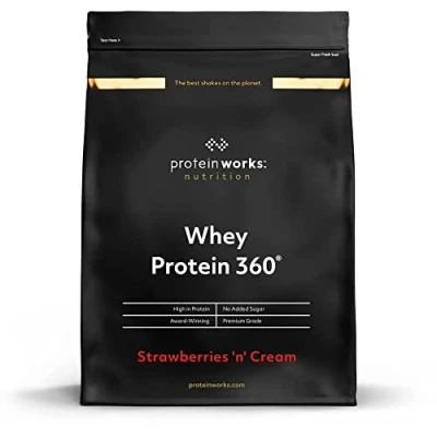 Obrázek Protein Works Whey 360 s přídavnými vitamíny proteinový prášek 20 servings jahodový krém 600 g