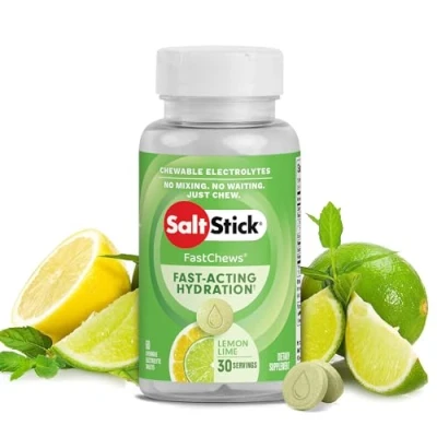 Obrázek SaltStick Fastchews Lemon 60 elektrolytových žvýkacích tablet se solí, minerálními látkami (sodík, draslík, vápník, hořčík) a sacharidy, 99 g BOTTLELL03 2060 0