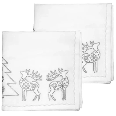 Obrázek Ragged Rose Weihnachtsservietten, Baumwolle, Bestickte Silberne Weihnachten, 40 x cm (Set of 4), 4