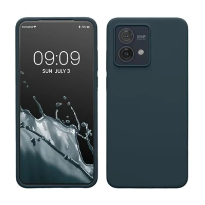 Obrázek kwmobile pouzdro kompatibilní s Motorola Moto G84 5G silikonové na mobil měkký povrch bezdrátové nabíjení tmavá břidlice