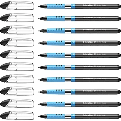 Obrázek Schneider Kuličkové pero 151201 Slider Basic (model s krytem se zónou Soft Grip, tloušťka linky XB, vhodné pro dokumenty) 10 kusů, černé