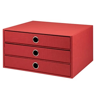 Obrázek Rössler Papier 1524452363 S.O.H. O. 3dílný box se zásuvkami pro DIN A4, s otvorem rukojeť, červený, 343 x 250 185 mm, 1 kus